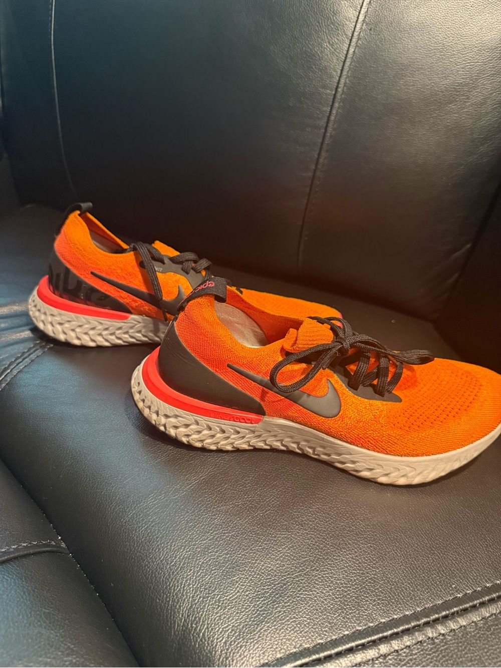 Nike Kids Bright Orange and Black Knit Sneakers
